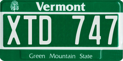 VT license plate XTD747