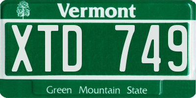 VT license plate XTD749