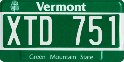 VT license plate XTD751