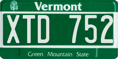VT license plate XTD752