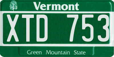 VT license plate XTD753