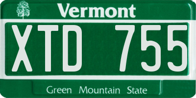 VT license plate XTD755