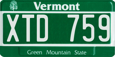 VT license plate XTD759