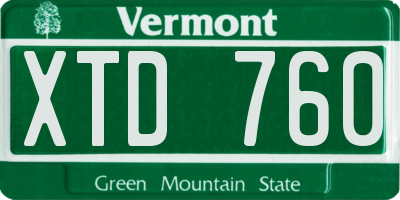VT license plate XTD760