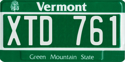 VT license plate XTD761