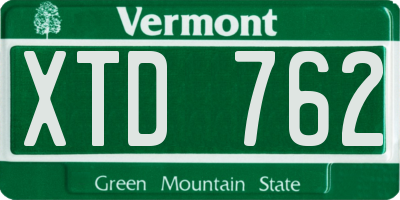 VT license plate XTD762