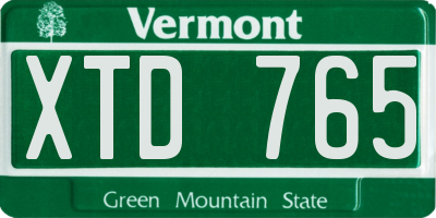 VT license plate XTD765