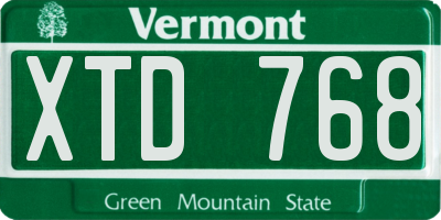 VT license plate XTD768