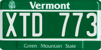 VT license plate XTD773