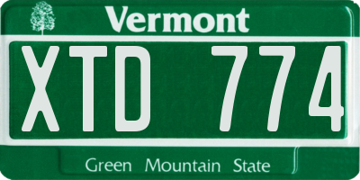 VT license plate XTD774