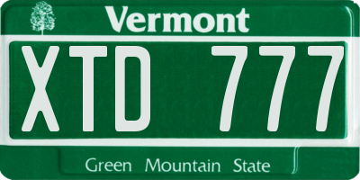 VT license plate XTD777