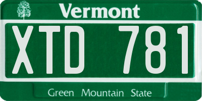 VT license plate XTD781