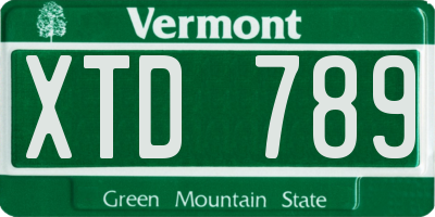 VT license plate XTD789