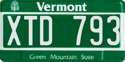 VT license plate XTD793