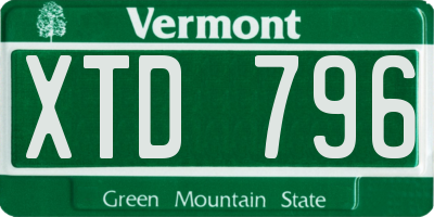 VT license plate XTD796