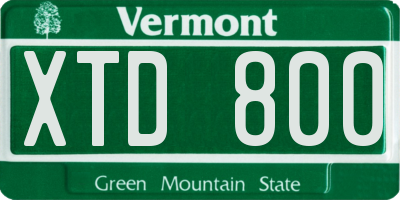 VT license plate XTD800