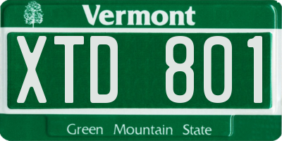 VT license plate XTD801