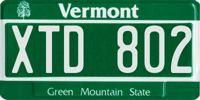 VT license plate XTD802