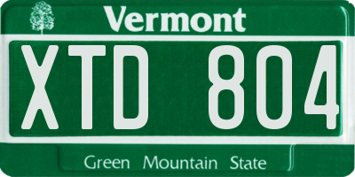 VT license plate XTD804