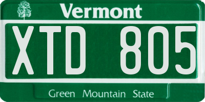 VT license plate XTD805