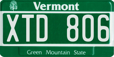 VT license plate XTD806