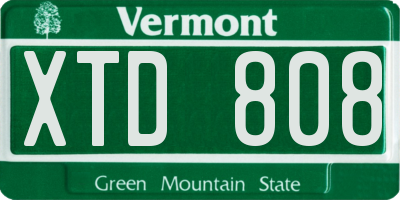 VT license plate XTD808