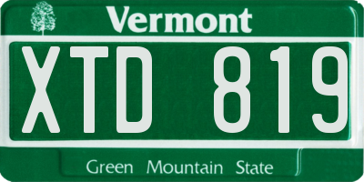 VT license plate XTD819