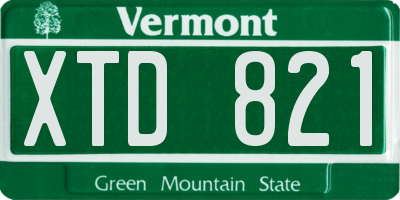 VT license plate XTD821