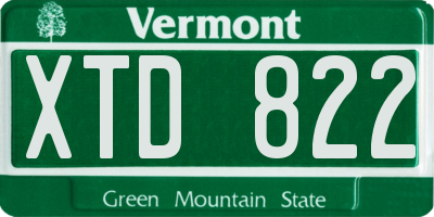 VT license plate XTD822