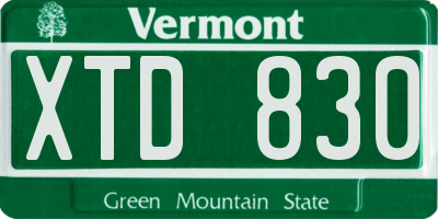 VT license plate XTD830