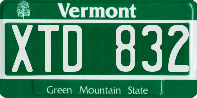 VT license plate XTD832