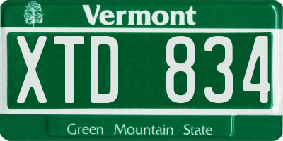VT license plate XTD834