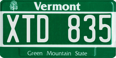 VT license plate XTD835