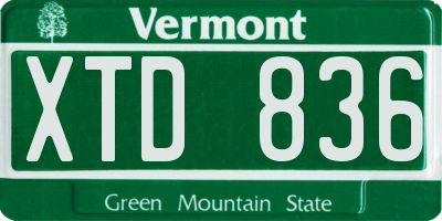 VT license plate XTD836
