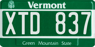 VT license plate XTD837