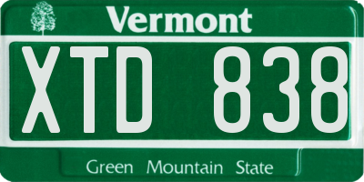 VT license plate XTD838