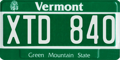 VT license plate XTD840
