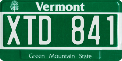 VT license plate XTD841