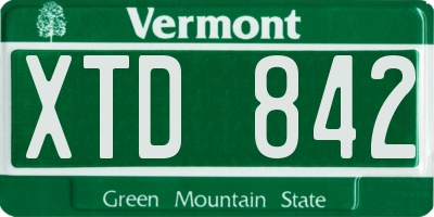 VT license plate XTD842