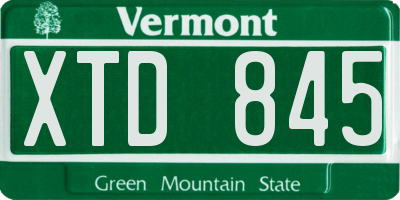 VT license plate XTD845
