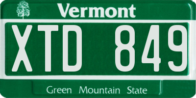 VT license plate XTD849