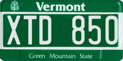 VT license plate XTD850