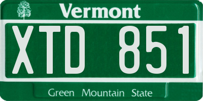 VT license plate XTD851