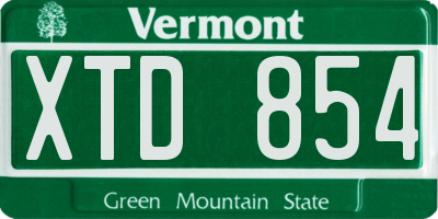 VT license plate XTD854