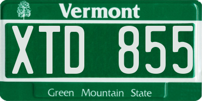 VT license plate XTD855