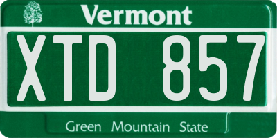 VT license plate XTD857