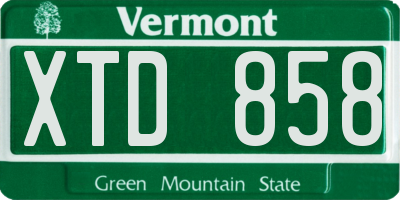 VT license plate XTD858