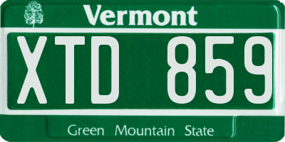 VT license plate XTD859