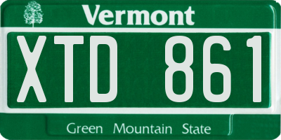 VT license plate XTD861