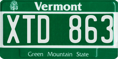 VT license plate XTD863